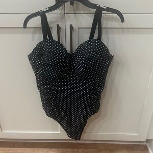 Pure Energy Black Polka Dot Swimsuit New without tags Size 16W